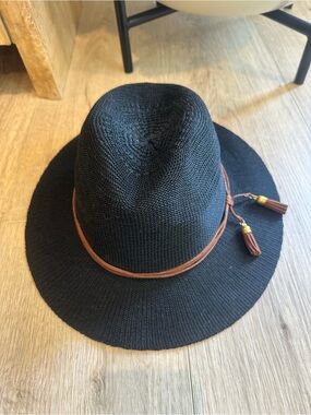 Black Fedora Hat with Brown Tassel Band